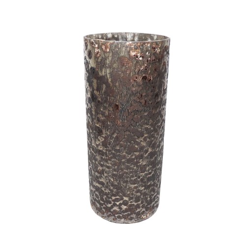 BULLES ΒΑΖΟ 13x13x30cm ΓΥΑΛΙ ΧΡΥΣΟ ΜΠΡΟΝΖΕ c542985