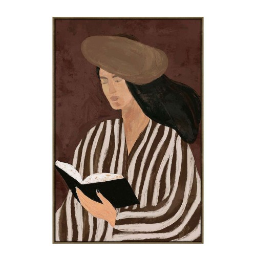 LITERARY CALM ΠΙΝΑΚΑΣ ΔΙΑΚΟΣΜΗΤΙΚΟΣ ΜΕ ΚΟΡΝΙΖΑ 80x120x4cm ΚΑΜΒΑΣ ΚΑΦΕ PP c543118
