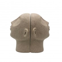 VOLTO LIBRO ΔΙΑΚΟΣΜΗΤΙΚΟ ΠΡΟΣΩΠΟ 25x18 5x23cm POLYRESIN STONE ΜΠΕΖ c543171