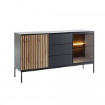 MYSTERY ΜΠΟΥΦΕΣ 2ΠΟΡΤΕΣ 3ΣΥΡΤΑΡΙΑ ΦΥΣΙΚΟ ΣΚΟΥΡΟ ΜΑΥΡΟ 154x39x83cm c543217