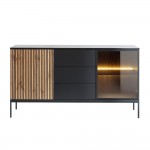 MYSTERY ΜΠΟΥΦΕΣ 2ΠΟΡΤΕΣ 3ΣΥΡΤΑΡΙΑ ΦΥΣΙΚΟ ΣΚΟΥΡΟ ΜΑΥΡΟ 154x39x83cm c543217