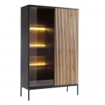 MYSTERY ΒΙΤΡΙΝΑ 2ΠΟΡΤΕΣ ΦΥΣΙΚΟ ΣΚΟΥΡΟ ΜΑΥΡΟ 104x39x166cm c543221