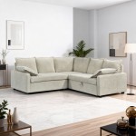 Γωνιακός καναπές κρεβάτι Lounivo pakoworld ύφασμα μπεζ 215x215x84εκ c543341