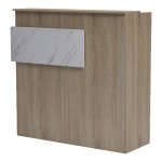 Γραφείο reception Optima pakoworld με led sonoma-λευκή όψη μαρμάρου 110x40x110εκ c543366