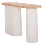 ΚΟΝΣΟΛΑ ΣΕΙΡΑ SANTORINI HM18338 ΤΟΠ ΞΥΛΟ ΕΛΑΤΟΥ-ΒΑΣΗ ΥΠΟΛΕΥΚΟ MDF 150x35x82Υεκ c543377