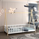 ΚΡΕΒΑΤΙ ΠΑΙΔΙΚΟ ΜΕ ΚΑΓΚΕΛΑ MUNK HM739 03 τ MONTESSORI ΠΕΥΚΟ ΦΥΣΙΚΟ-ΛΕΥΚΟ--190x90εκ c543550