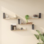 Ραφιέρα τοίχου Flear pakoworld oak με ανθρακί 179x14 5x76 2εκ c543633