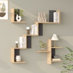 Ραφιέρα τοίχου Verso pakoworld oak με ανθρακί 99 4x14 5x103εκ c543634
