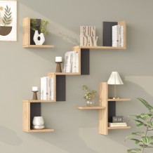 Ραφιέρα τοίχου Verso pakoworld oak με ανθρακί 99 4x14 5x103εκ c543634