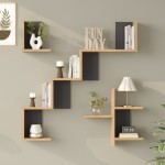 Ραφιέρα τοίχου Verso pakoworld oak με ανθρακί 99 4x14 5x103εκ c543634