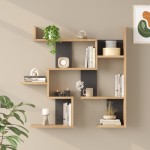 Ραφιέρα τοίχου Maze pakoworld oak με ανθρακί 93 3x14 5x90εκ c543636