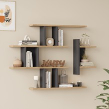 Ραφιέρα τοίχου Ledia pakoworld oak με ανθρακί 110 6x14 5x78εκ c543638