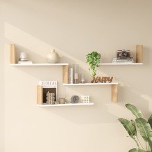 Ραφιέρα τοίχου Flear pakoworld λευκό με oak 179x14 5x76 2εκ c543642