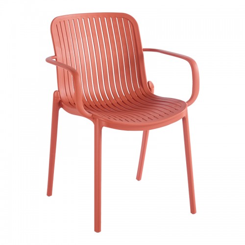 Πολυθρόνα Teragi στοιβαζόμενη pakoworld pp με UV protection terracotta 59x57x82εκ c543646