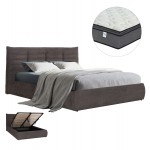 ΚΡΕΒΑΤΙ ΔΙΠΛΟ ΣΤΡΩΜΑ SANDRA HM10770 ΓΚΡΙ ΥΦΑΣΜΑ ΜΕ ΑΠΟΘ ΧΩΡΟ--ΓΙΑ 160x200εκ c543663