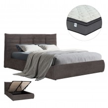 ΚΡΕΒΑΤΙ ΔΙΠΛΟ ΣΤΡΩΜΑ SANDRA HM10770 ΓΚΡΙ ΥΦΑΣΜΑ ΜΕ ΑΠΟΘ ΧΩΡΟ--ΓΙΑ 160x200εκ c543663