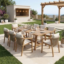 Τραπεζαρία Malibu pakoworld Σετ 9τεμ μασίφ ξύλο ακακίας 180x90x75εκ c543690