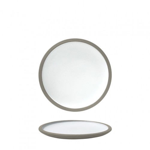 Πιάτο πορσελάνης coupe με στενό rim φ21cm τσιμεντένια υφή λευκό ματ γκρι σαγρέ BETA Prego Σετ 6 c543737
