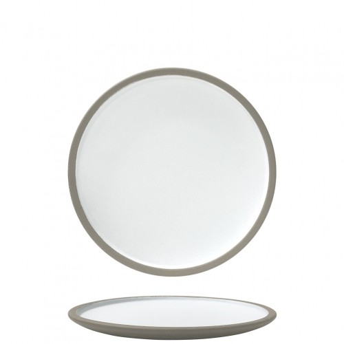 Πιάτο πορσελάνης coupe με στενό rim φ26 2cm τσιμεντένια υφή λευκό ματ γκρι σαγρέ BETA Prego Σετ 6 c543738