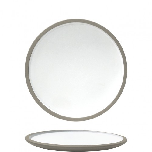 Πιάτο πορσελάνης coupe με στενό rim φ29cm τσιμεντένια υφή λευκό ματ γκρι σαγρέ BETA Prego Σετ 6 c543739