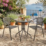 ΄Lina Set Κήπου Βεράντας Τραπέζι 2 Πολυθρόνες Μέταλλο Βαφή Ανθρακί PE Rattan Γκρι c543743