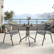 Τραπεζαρία Vergo Tade pakoworld σετ 3τεμ ανθρακί μέταλλο Φ60x70εκ c543774