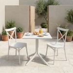 Τραπεζαρία Groovy Crossie pakoworld σετ 3τεμ λευκό PP 60x60x76εκ c543775
