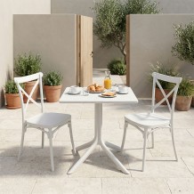 Τραπεζαρία Groovy Crossie pakoworld σετ 3τεμ λευκό PP 60x60x76εκ c543775