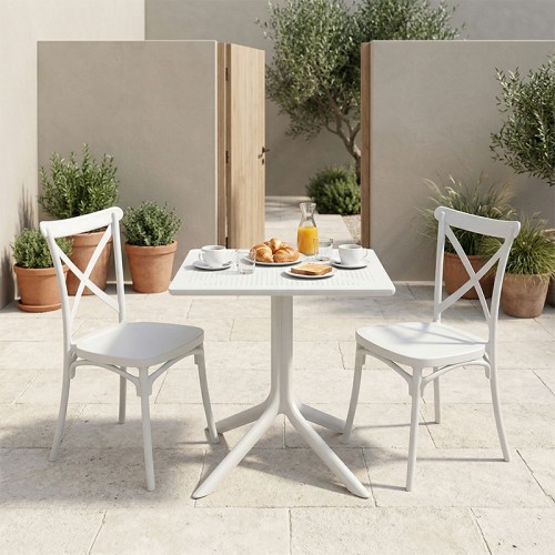 Τραπεζαρία Groovy Crossie pakoworld σετ 3τεμ λευκό PP 60x60x76εκ c543775