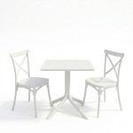 Τραπεζαρία Groovy Crossie pakoworld σετ 3τεμ λευκό PP 60x60x76εκ c543775