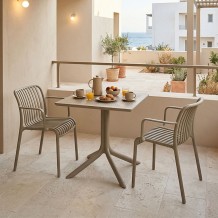 Τραπεζαρία Groovy Zoi pakoworld σετ 3τεμ cappuccino PP 60x60x76εκ c543792