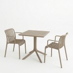 Τραπεζαρία Groovy Zoi pakoworld σετ 3τεμ cappuccino PP 60x60x76εκ c543792