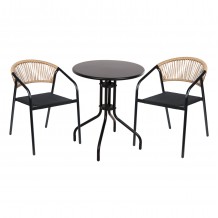 ΣΕΤ ΤΡΑΠΕΖΑΡΙΑΣ 3ΤΜΧ LINO HM10728 2 ΜΕΤΑΛ ΚΑΡΕΚΛΕΣ--ΣΤΡΟΓΓΥΛΟ ΤΡΑΠΕΖΙ Φ60εκ ΜΑΥΡΟ c543813