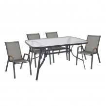 ΣΕΤ ΤΡΑΠΕΖΑΡΙΑΣ 5ΤΜΧ BRUNO HM10729 01 ΚΑΡΕΚΛΕΣ ΜΕΤΑΛΛΙΚΕΣ ΤΡΑΠΕΖΙ 140x80εκ ΓΚΡΙ c543814