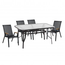 ΣΕΤ ΤΡΑΠΕΖΑΡΙΑΣ 5ΤΜΧ BRUNO HM10729 03 ΚΑΡΕΚΛΕΣ ΜΕΤΑΛΛΙΚΕΣ ΤΡΑΠΕΖΙ 150x90εκ ΜΑΥΡΟ c543815