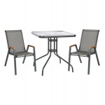 ΣΕΤ ΤΡΑΠΕΖΑΡΙΑΣ 3ΤΜΧ FIGO HM10730 01-- 2 ΚΑΡΕΚΛΕΣ ΤΕΤΡΑΓΩΝΟ ΤΡΑΠΕΖΙ 70x70εκ ΓΚΡΙ c543817