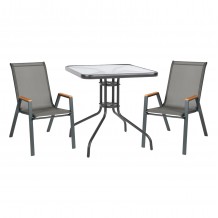 ΣΕΤ ΤΡΑΠΕΖΑΡΙΑΣ 3ΤΜΧ FIGO HM10730 01-- 2 ΚΑΡΕΚΛΕΣ ΤΕΤΡΑΓΩΝΟ ΤΡΑΠΕΖΙ 70x70εκ ΓΚΡΙ c543817