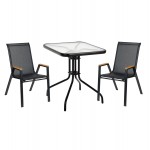 ΣΕΤ ΤΡΑΠΕΖΑΡΙΑΣ 3ΤΜΧ FIGO HM10730 03-- 2 ΚΑΡΕΚΛΕΣ ΤΕΤΡΑΓΩΝΟ ΤΡΑΠΕΖΙ 60x60εκ ΜΑΥΡΟ c543818