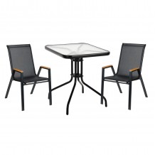 ΣΕΤ ΤΡΑΠΕΖΑΡΙΑΣ 3ΤΜΧ FIGO HM10730 03-- 2 ΚΑΡΕΚΛΕΣ ΤΕΤΡΑΓΩΝΟ ΤΡΑΠΕΖΙ 60x60εκ ΜΑΥΡΟ c543818