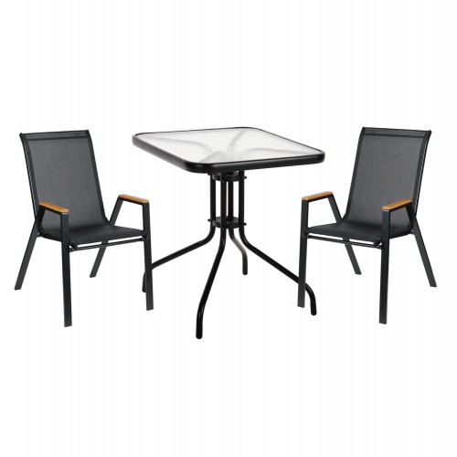 ΣΕΤ ΤΡΑΠΕΖΑΡΙΑΣ 3ΤΜΧ FIGO HM10730 03-- 2 ΚΑΡΕΚΛΕΣ ΤΕΤΡΑΓΩΝΟ ΤΡΑΠΕΖΙ 60x60εκ ΜΑΥΡΟ c543818