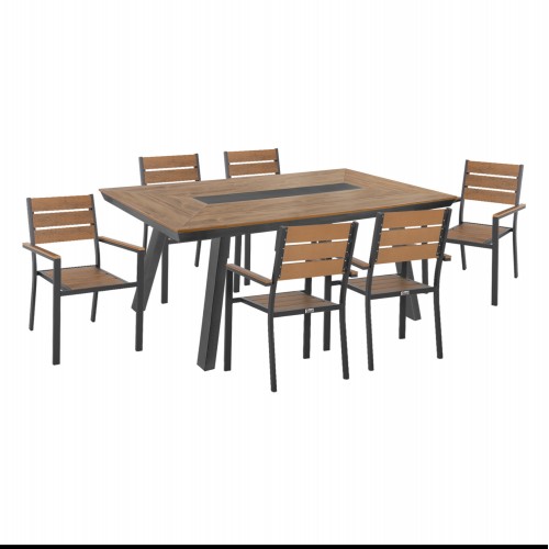 ΣΕΤ ΤΡΑΠΕΖΑΡΙΑΣ 7ΤΜΧ SAGA HM10814 ΑΛΟΥΜΙΝΙΟ ΣΕ ΓΚΡΙ--POLYWOOD c543820