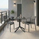 Τραπεζαρία Groovy Zoi pakoworld σετ 3τεμ ανθρακί PP 60x60x76εκ c543839