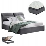 ΚΡΕΒΑΤΙ ΔΙΠΛΟ ΣΤΡΩΜΑ KENDRA HM10720 01 ΓΚΡΙ ΒΕΛΟΥΔΟ ΜΕ ΑΠΟΘ ΧΩΡΟ--ΓΙΑ 160x200εκ c543885