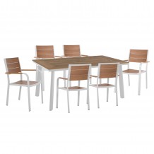 ΣΕΤ ΤΡΑΠΕΖΑΡΙΑΣ TABER HM10738 ΤΡΑΠΕΖΙ 6 ΠΟΛΥΘΡΟΝΕΣ-ΑΛΟΥΜΙΝΙΟ POLYWOOD-ΛΕΥΚΟ c543886