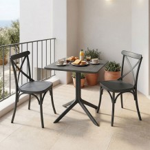 Τραπεζαρία Groovy Crossie pakoworld σετ 3τεμ ανθρακί PP 60x60x76εκ c543965