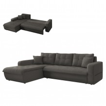 ΚΑΝΑΠΕΣ ΚΡΕΒΑΤΙ ΑΡΙΣΤΕΡΗ ΓΩΝΙΑ KANSO HM3338 01L ΓΚΡΙ ΥΦΑΣΜΑ 244x188x80Υεκ c544004