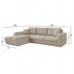 ΚΑΝΑΠΕΣ ΚΡΕΒΑΤΙ ΑΡΙΣΤΕΡΗ ΓΩΝΙΑ KANSO HM3338 03L ΜΠΕΖ ΥΦΑΣΜΑ 244x188x80Υεκ c544005