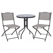 ΣΕΤ ΕΞ ΧΩΡΟΥ 3ΤΜΧ LIMA HM21037 ΤΡΑΠΕΖΙ LIMA 2 ΠΤΥΣΣΟΜΕΝΕΣ ΚΑΡΕΚΛΕΣ ΓΚΡΙ c544031