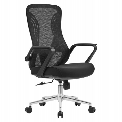 ΚΑΡΕΚΛΑ ΓΡΑΦΕΙΟΥ DECIFER HM1212 01 ΜΑΥΡO MESH-ΒΑΣΗ ΧΡΩΜΙΟΥ 61x60x110Υεκ c544035