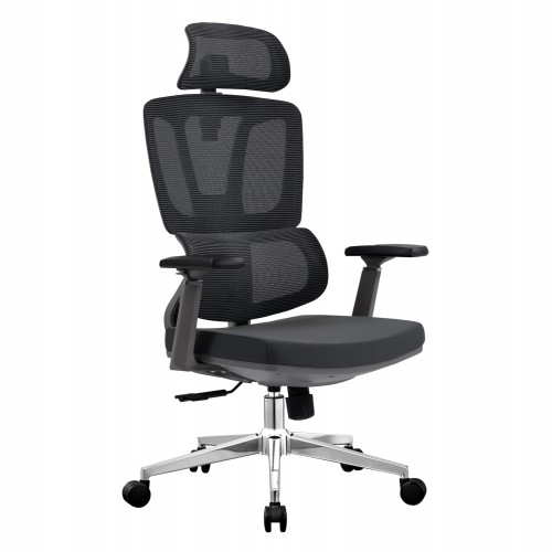 ΚΑΡΕΚΛΑ ΓΡΑΦΕΙΟΥ TASKMASTER HM1216 01 ΜΑΥΡO MESH-ΒΑΣΗ ΧΡΩΜΙΟΥ 69x65x125Υεκ c544037